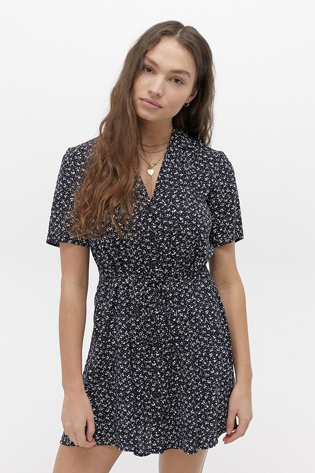 Urban Outfitters Archive Navy Ditsy Tea Dress | Urban Outfitters UK