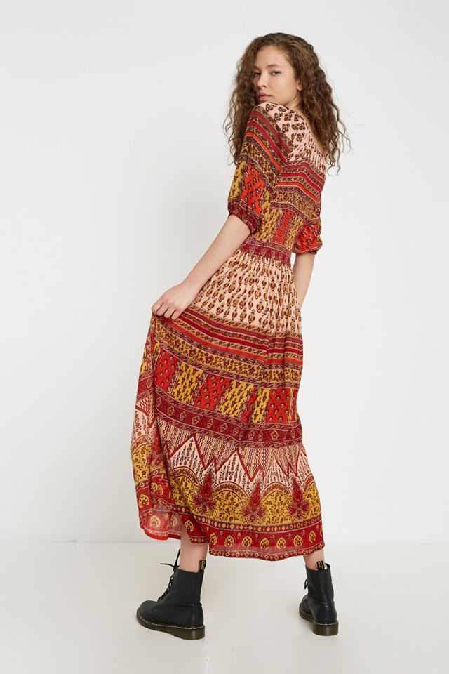 Urban Renewal Salvaged Deadstock - Robe longue froissée géométrique #1