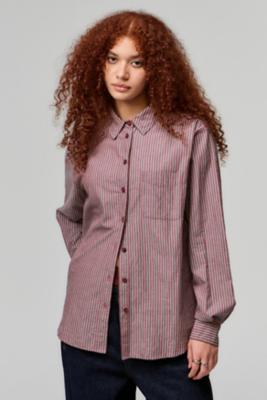 Archive At UO Red Stripe Long Sleeve Shirt - Red L at Urban Outfitters