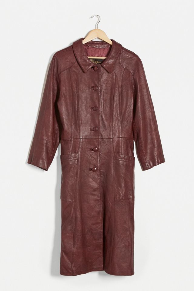 Urban Renewal Vintage Brown Leather Trench Coat #1