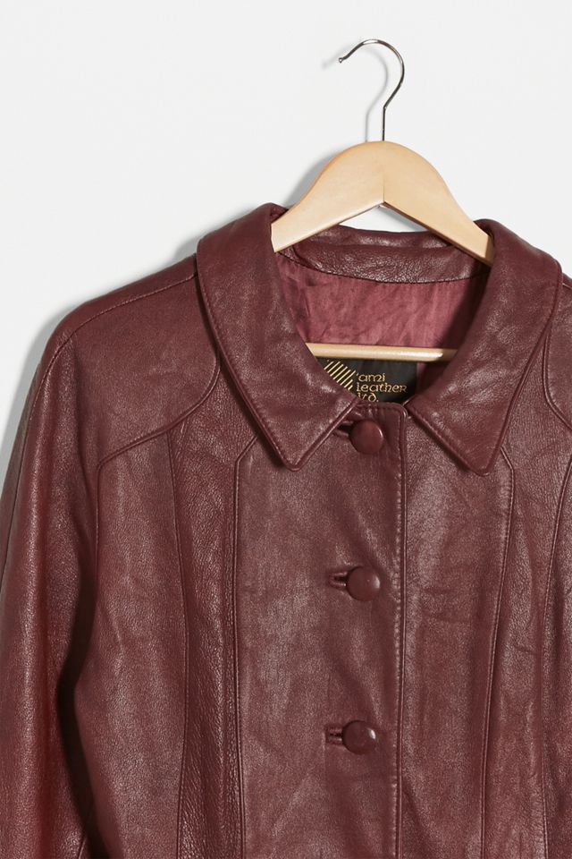 Urban Renewal Vintage Brown Leather Trench Coat #2