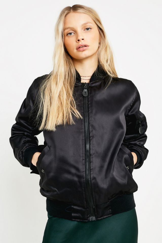 Urban Renewal Vintage Black Silky MA1 Jacket | Urban Outfitters UK