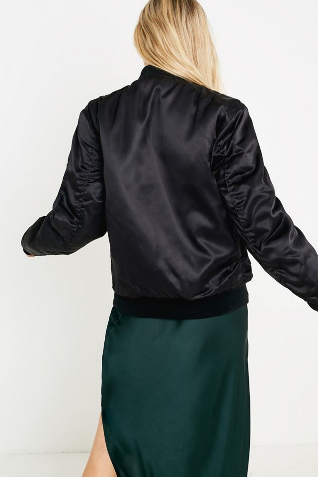 Urban Renewal Vintage Black Silky MA1 Jacket #4