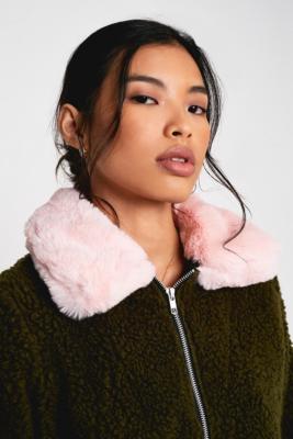 pink faux fur teddy jacket