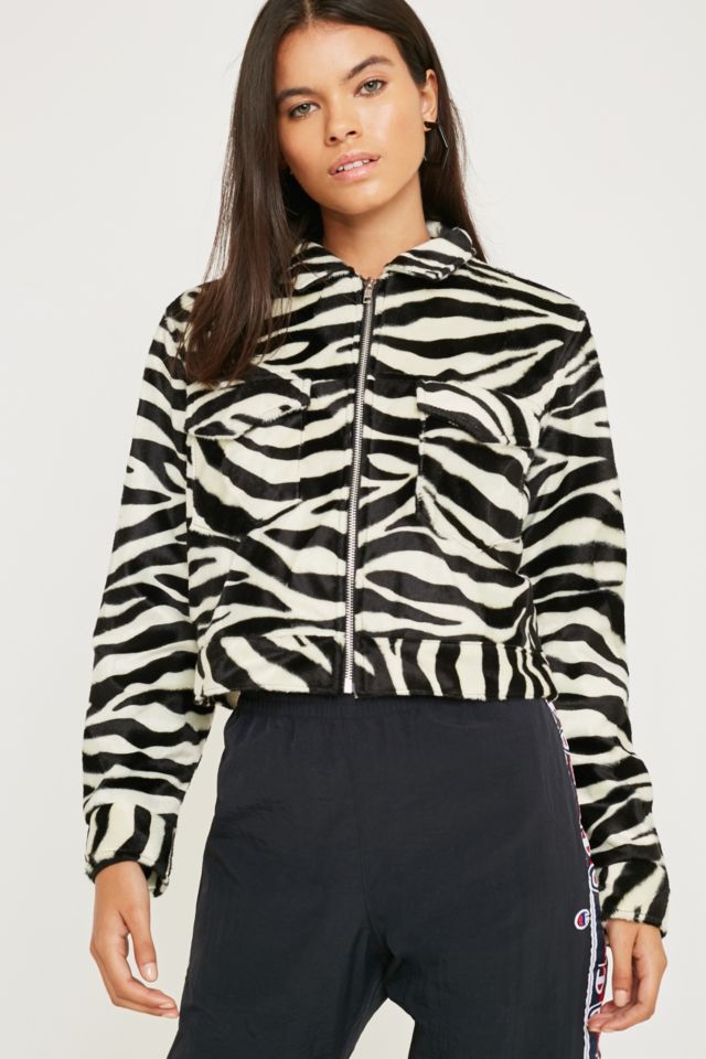 Urban Renewal Vintage Remnants Cream Zebra Faux-fur Jacket 