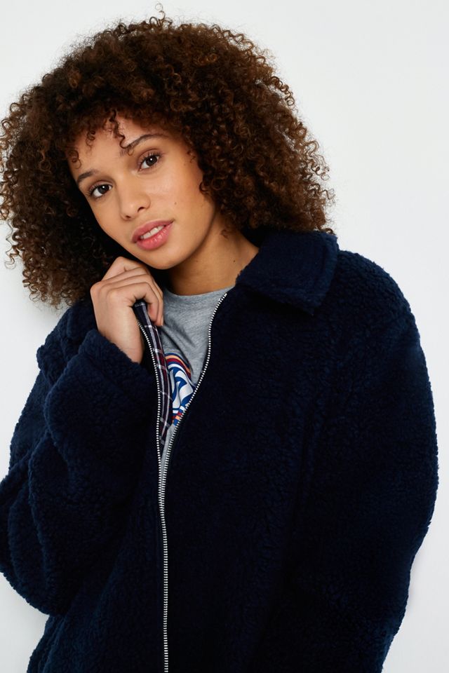 Urban Renewal Remnant Navy Teddy Zip-Through Jacket #3