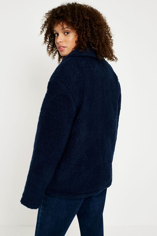 Urban Renewal Remnant Navy Teddy Zip-Through Jacket #4