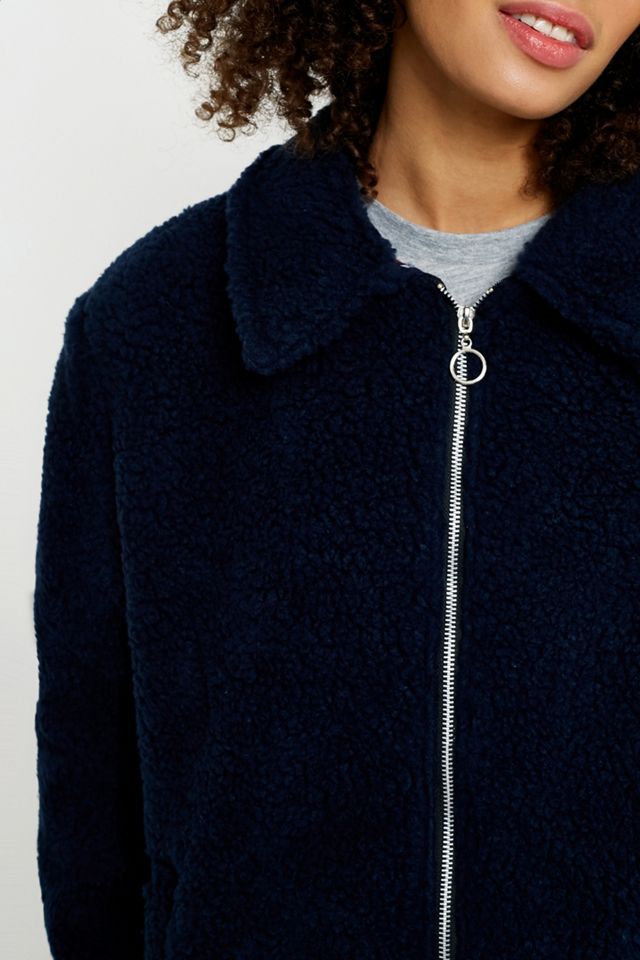 Urban Renewal Remnant Navy Teddy Zip-Through Jacket #5