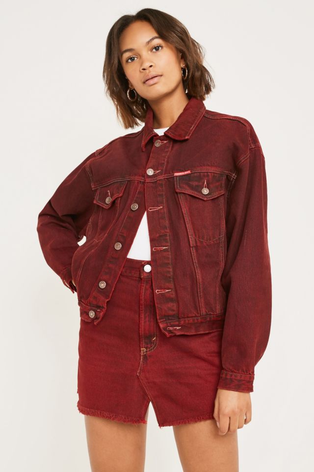 Urban Renewal Vintage Customised Overdyed Tint Red Denim Jacket | Urban ...