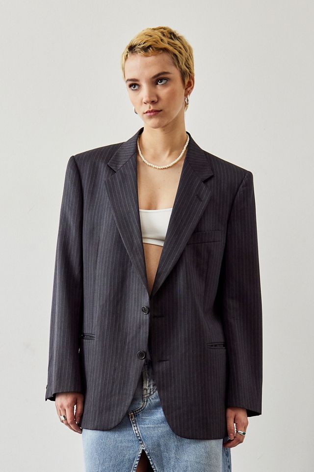 Blazer Vintage a Righe Grigie Urban Renewal #3