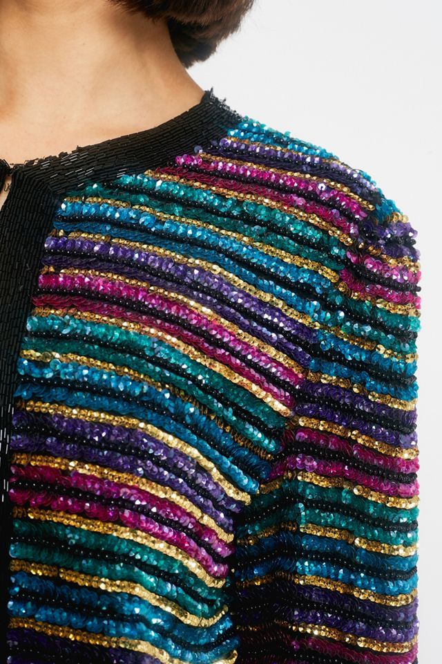 Urban Renewal One-Of-A-Kind – Gestreifte Jacke im Paillettendesign #2