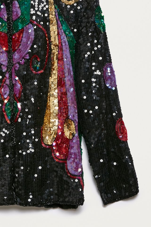 Urban Renewal Vintage Giacca di Paillettes Nero Multicolore Unica nel suo genere #1