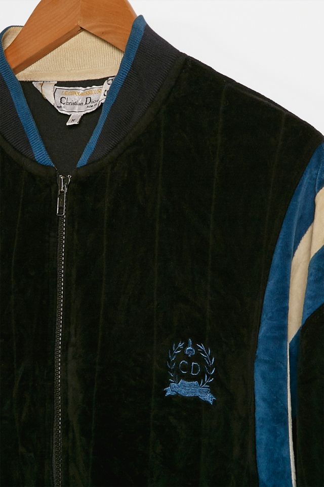 Urban Renewal One-of-a-Kind Dior Black and Blue Velour Track Jacket  #1