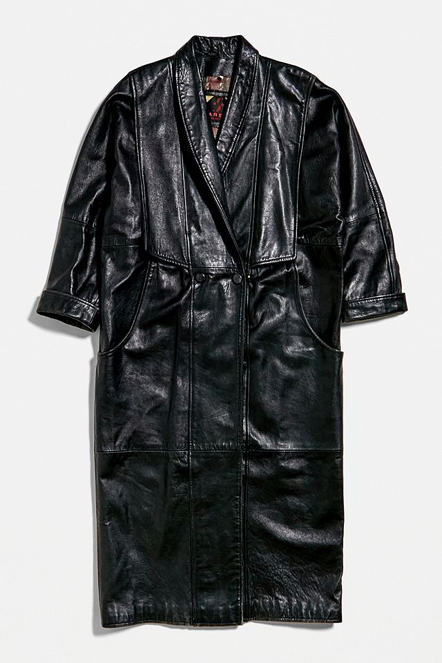 Urban Renewal Vintage Black Leather Trench Coat