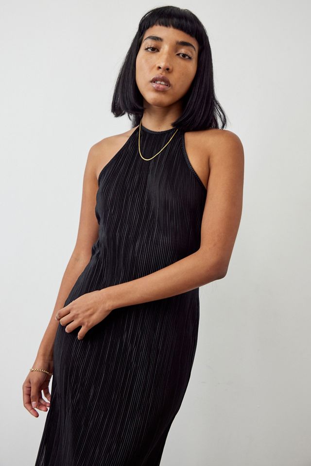 Urban Outfitters Archive Black Plisse Halterneck Maxi Dress  #2