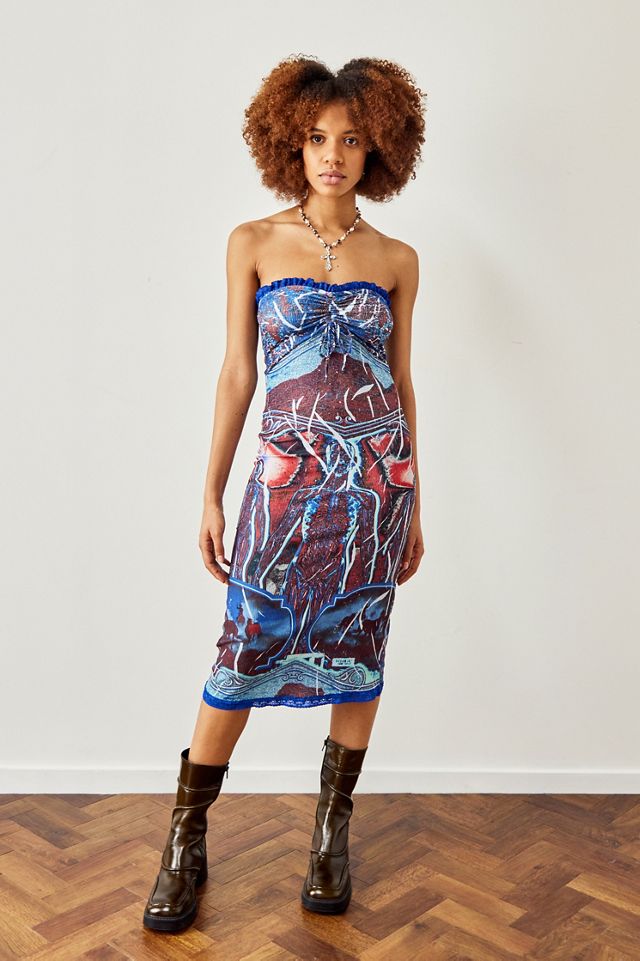 Archive At UO Blue Crinkle Bandeau Dress 