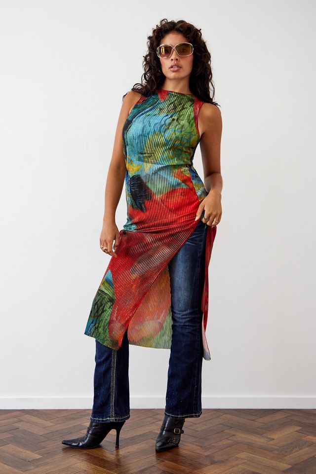 Archive At UO Goldfish Print Plisse Tank Maxi Dress #2