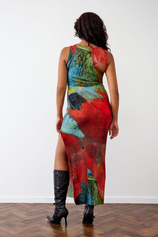 Archive At UO Goldfish Print Plisse Tank Maxi Dress #3