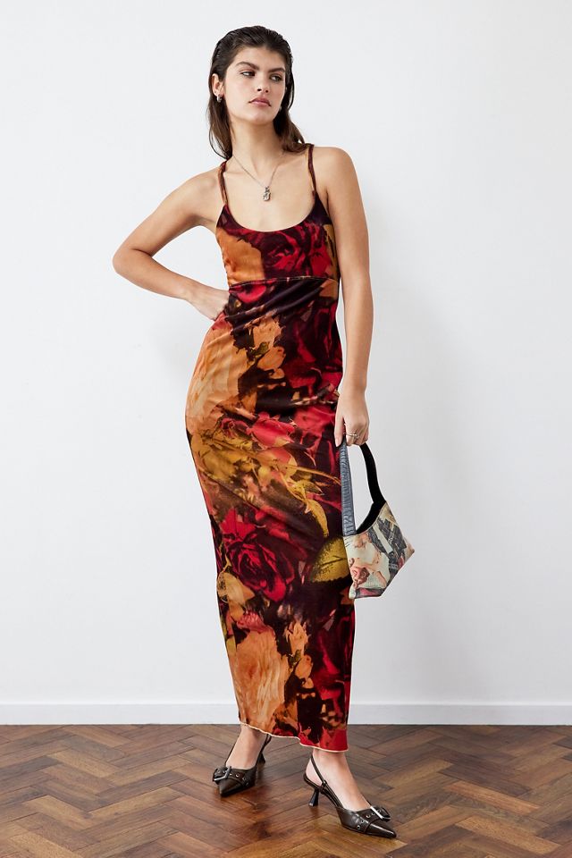 Formal Wear Red Velvet Dress Urban Outfitters Archive At UO Rose Madera  Velvet Maxi Dress Urban Outfitters UK
