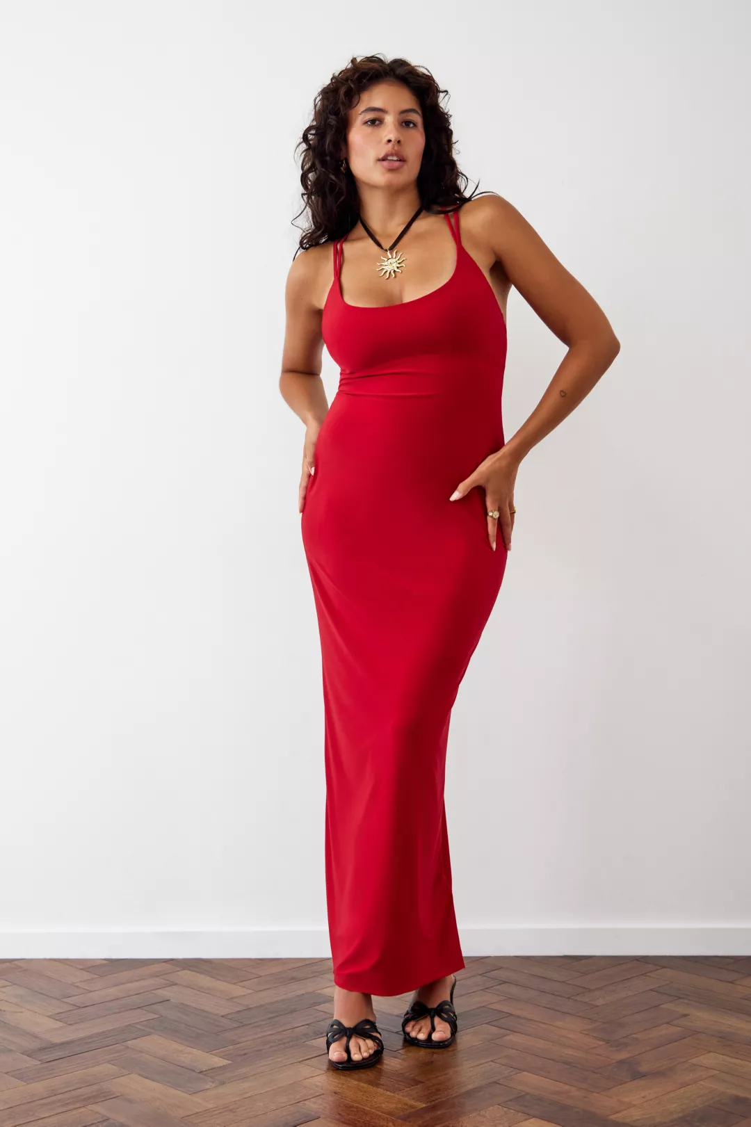 Archive At Urban Outfitters Red Madera Maxi Dress