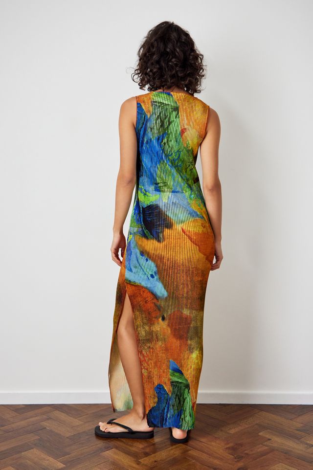 Archive At UO Fish Print Plisse Tank Maxi Dress #1