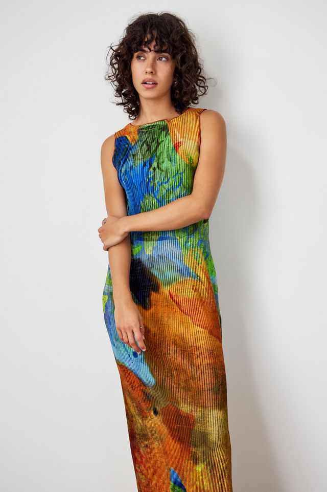 Archive At UO Fish Print Plisse Tank Maxi Dress #2