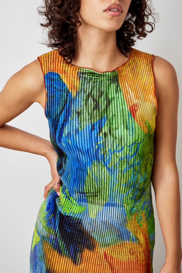Archive At UO Fish Print Plisse Tank Maxi Dress #3