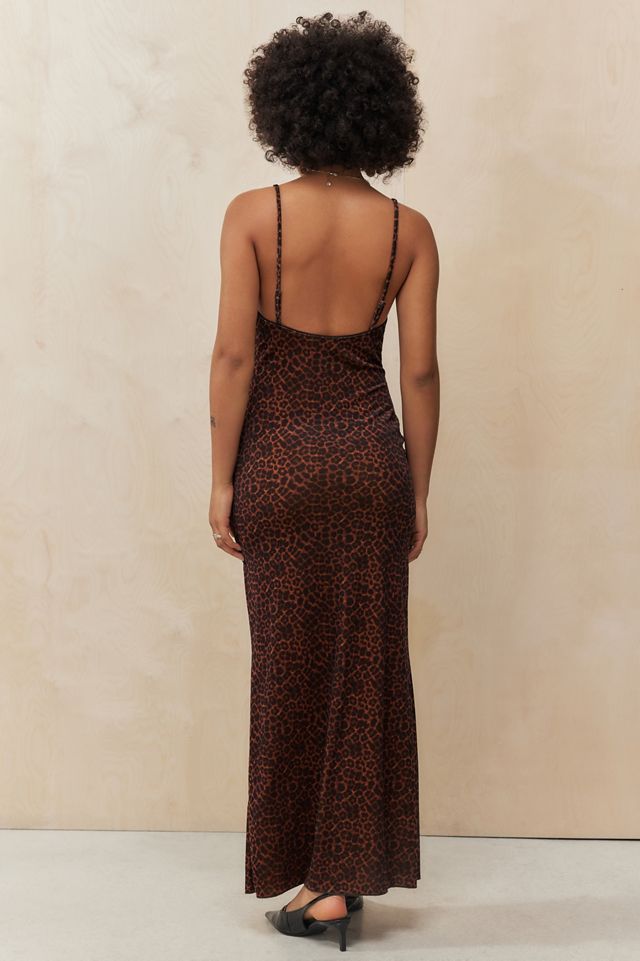UO Renae Leopard Print Velvet Maxi Dress #3