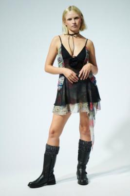 Urban Renewal Made From Remnants Ruched Mesh Floral Mini Dress