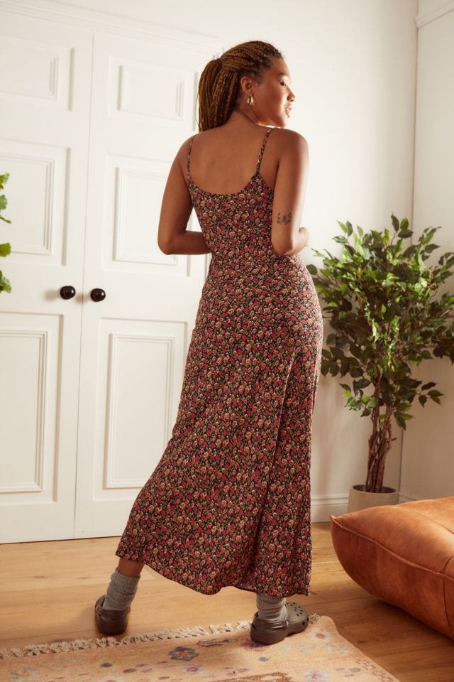 Urban Outfitters Archive Black Roses Maxi Slip Dress Urban