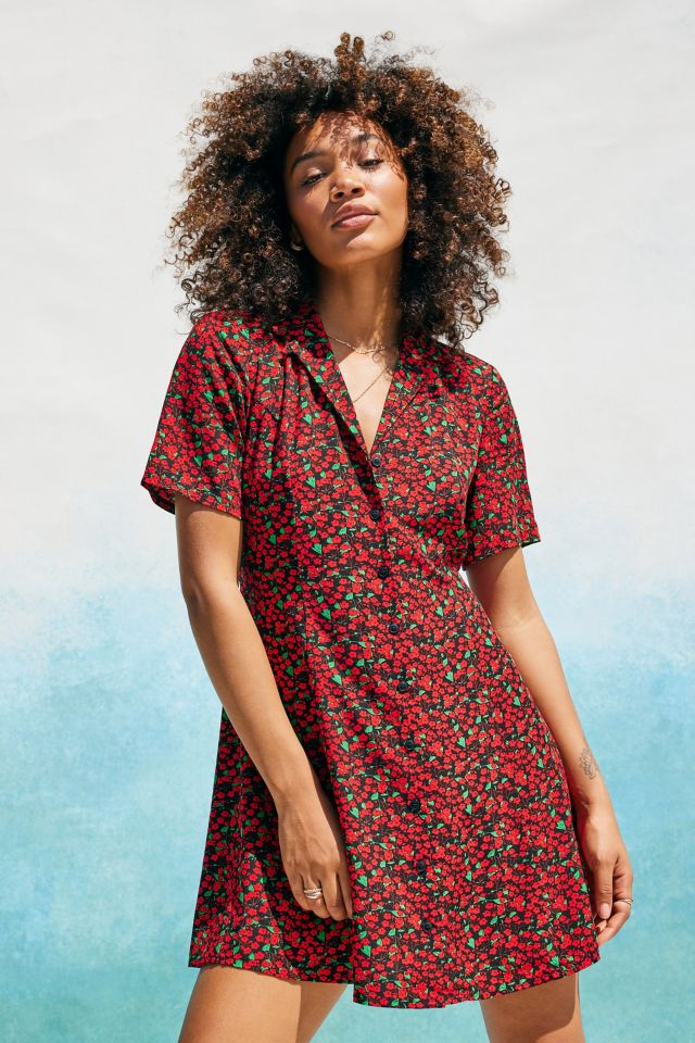 Archive At UO Black Ditsy Floral Tea Dress Urban Outfitters UK