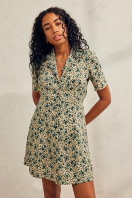 Urban Outfitters Archive Green Floral Mini Tea Dress | Urban Outfitters UK
