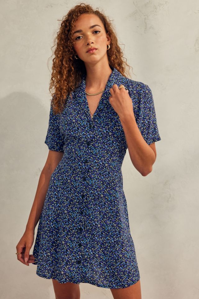 Urban Outfitters Archive Blue Ditsy Floral Tea Dress | Urban Outfitters UK