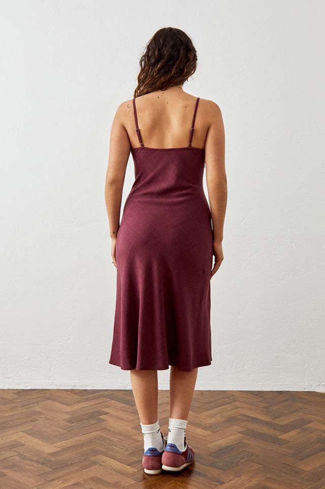 Archive At UO Jessie Burgundy Linen Midi Dress #4
