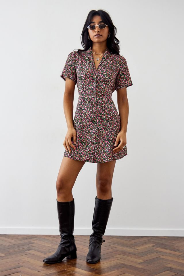 Archive At UO Pink Mini Rose Tea Dress