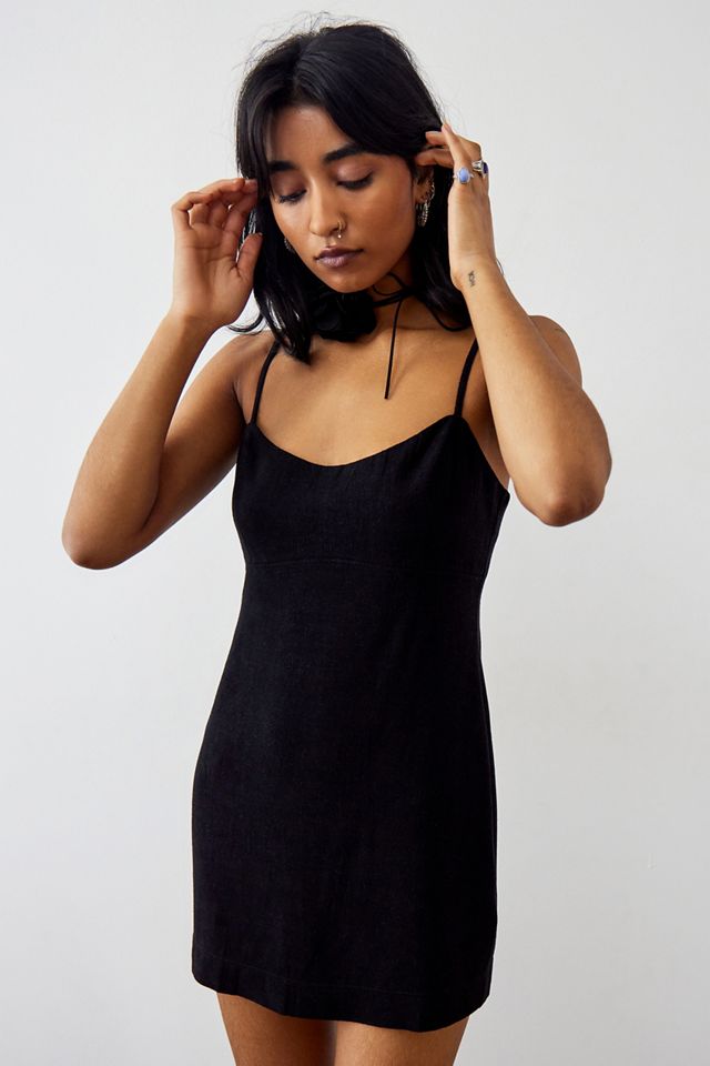 Archive At UO Black Mandy Linen Mini Dress #1