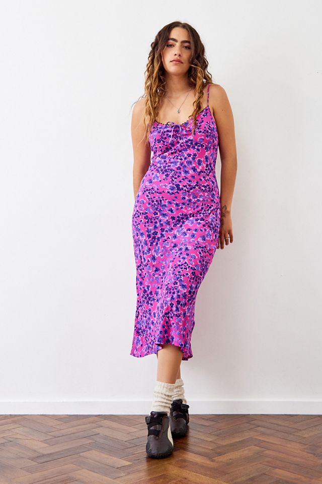 Retro Inspired Spaghetti Strap Vibrant Floral Dress