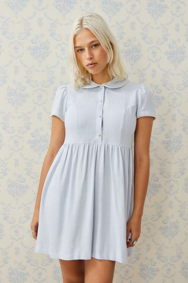 Archive at UO Lottie Blue Collar Mini Dress | Urban Outfitters UK