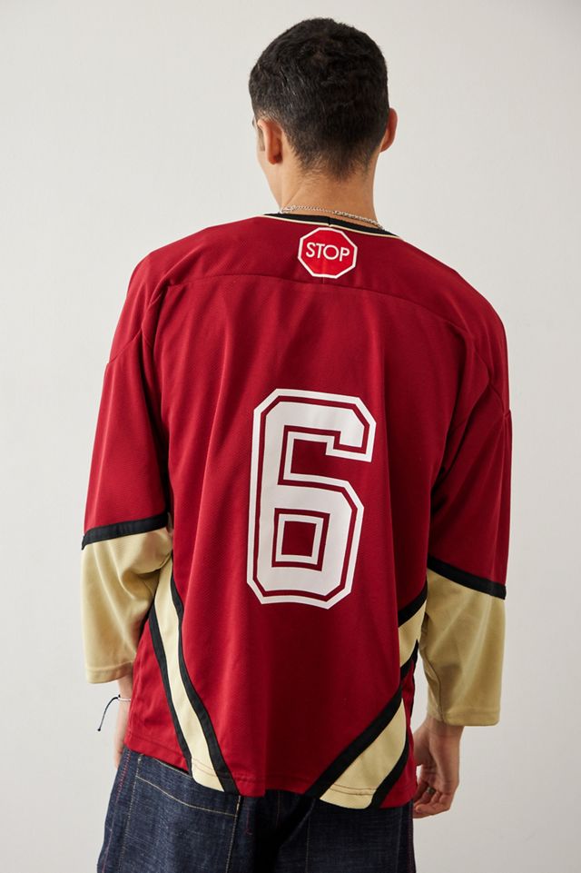 Renovación Urbana Jersey de Hockey Rojo Sobredimensionado Vintage #2