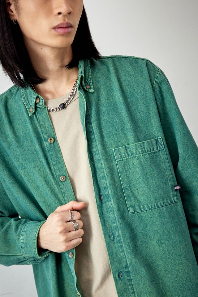 Urban Renewal Aus Vintage Grün Getönt Denim Hemd Wiederhergestellt #2