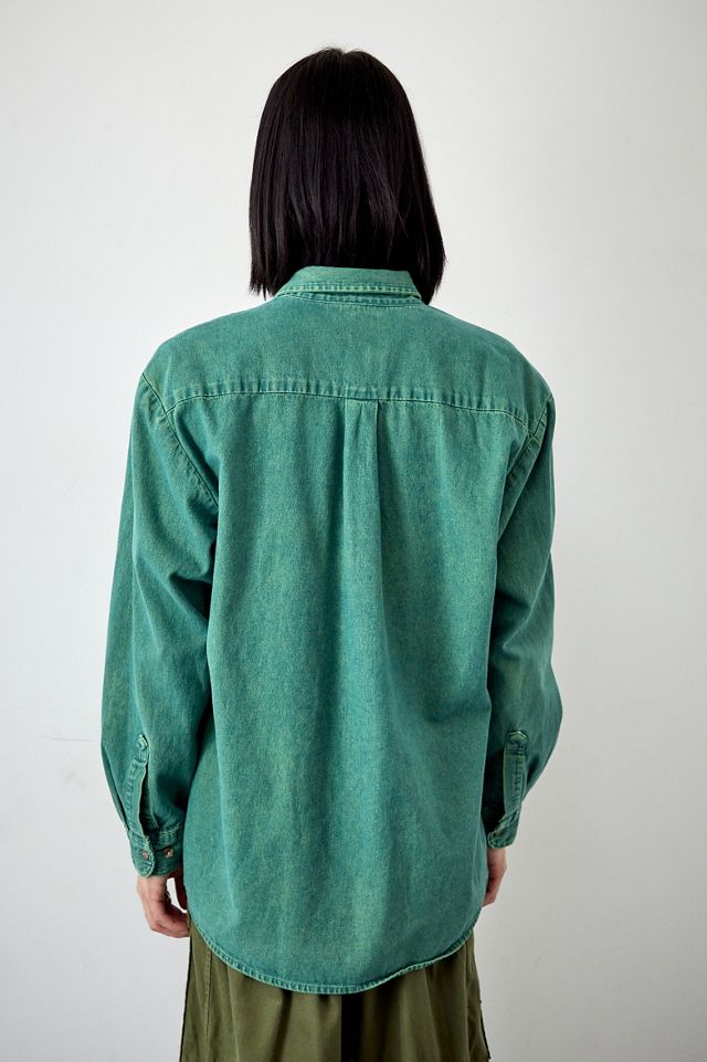 Urban Renewal Aus Vintage Grün Getönt Denim Hemd Wiederhergestellt #3