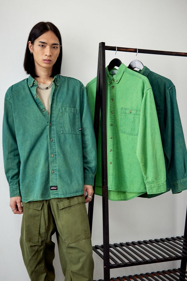 Urban Renewal Aus Vintage Grün Getönt Denim Hemd Wiederhergestellt #4