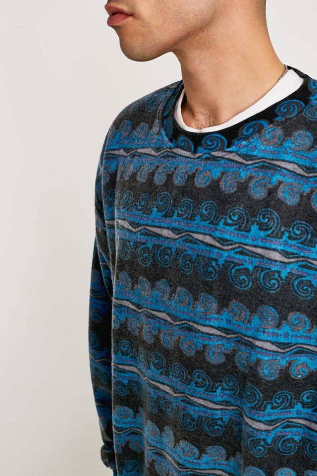 Urban Renewal Vintage ‘90s Black and Blue Allover Print Sweatshirt #1