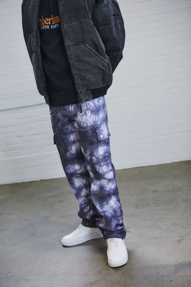 Urban Renewal Vintage - Pantalon cargo bleu et blanc effet tie and dye pour homme  #2