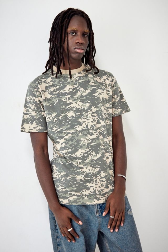 Urban Renewal Salvaged Deadstock Pixel Camouflage Boyfriend T Shirt Urban Outfitters UK