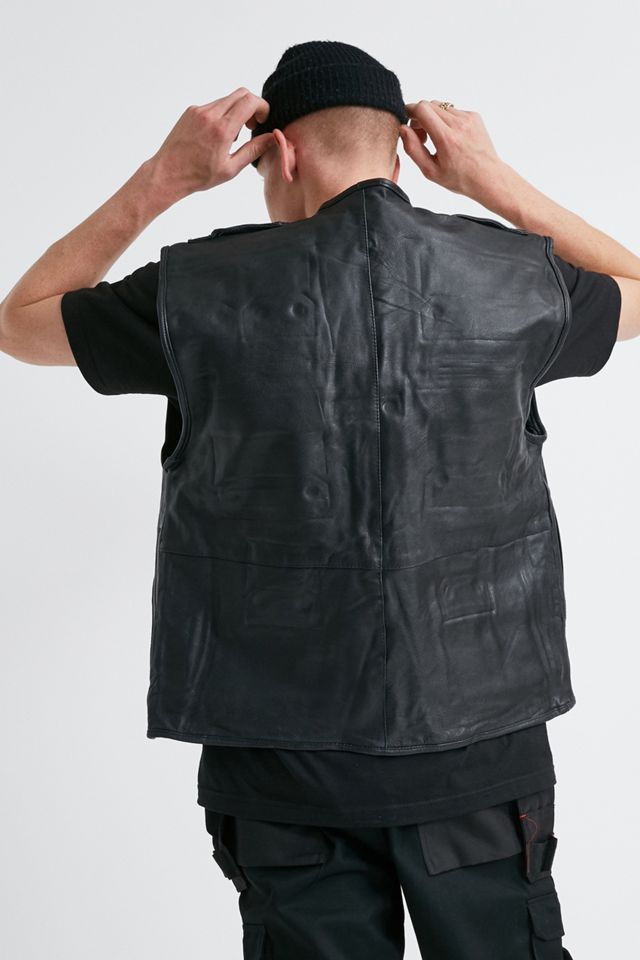 Urban Renewal Recuperato Deadstock Black Leather Utility Gilet #1
