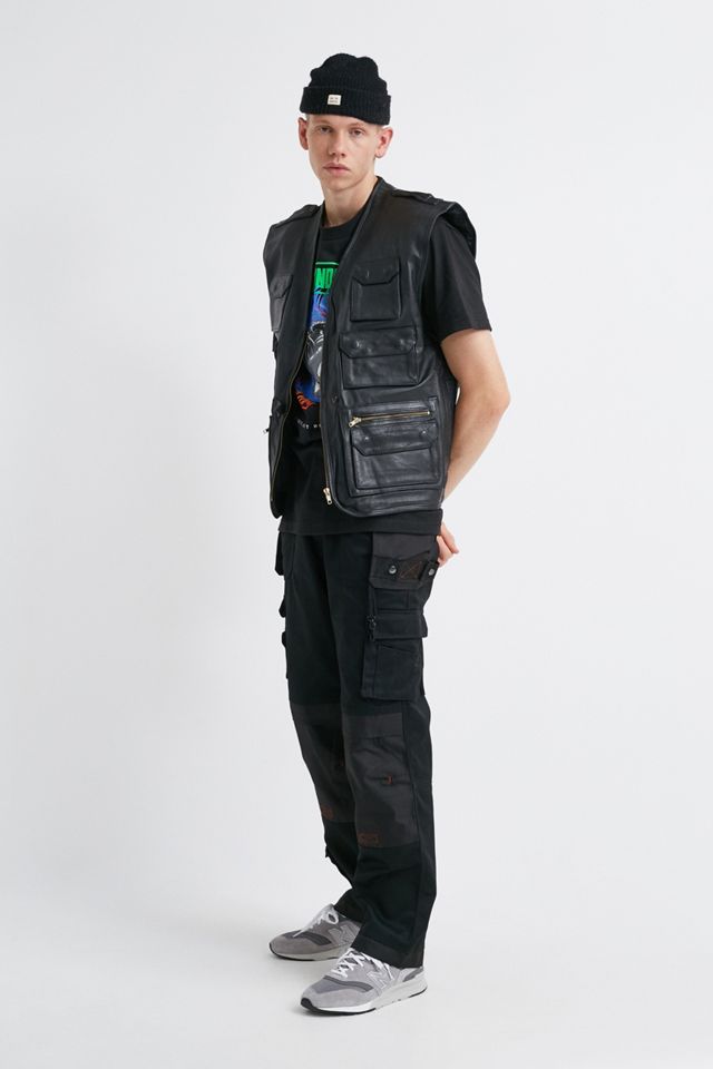 Urban Renewal Recuperato Deadstock Black Leather Utility Gilet #2