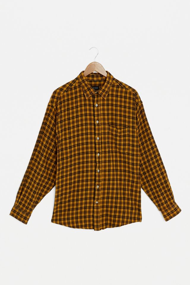Urban Renewal Vintage Marigold Overdyed Plaid Long-Sleeve Shirt #1