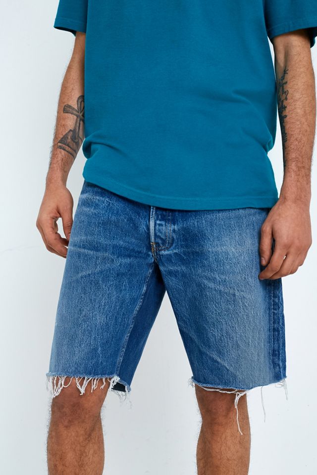 Urban Renewal Vintage Customised Levi’s Blue Denim Raw Hem Shorts #1