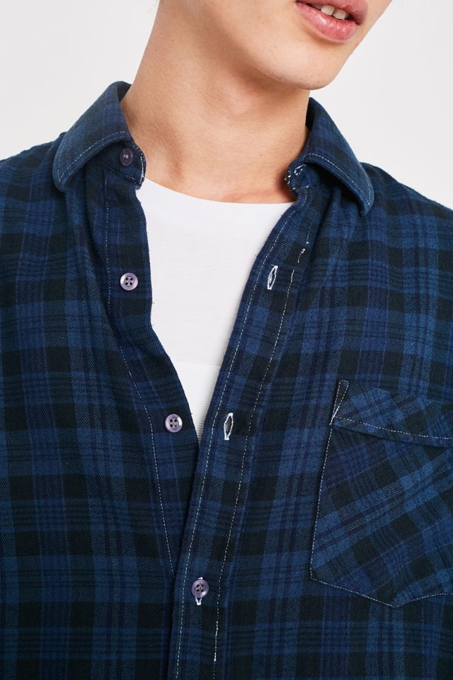 Urban Renewal Remade From Vintage Overdyed Navy Checked Flannel Shirt #2